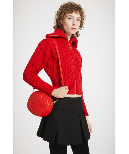 Mixed cable knit zip-up cardigan in wool and cashmere ouvre sa boutique