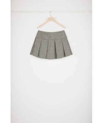 Pleated mini skirt in textured wool livraison gratuite