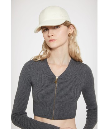 Ribbed cropped cardigan in sustainable wool blend ouvre sa boutique