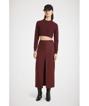 Slit midi skirt in wool-blend felt de votre