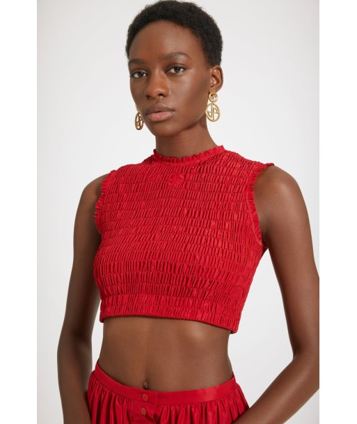 Smock crop top in eco-friendly faille les muscles