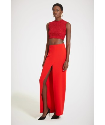 Smock crop top in eco-friendly faille les muscles