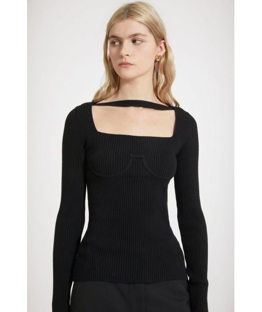 Ribbed corset top in sustainable wool blend online