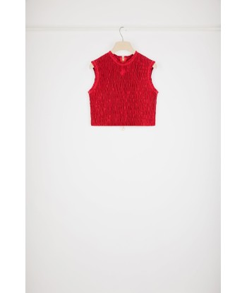 Smock crop top in eco-friendly faille les muscles