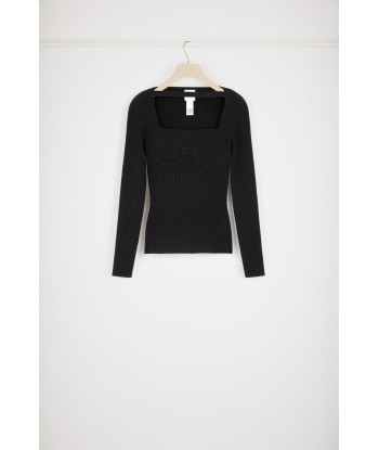 Ribbed corset top in sustainable wool blend online