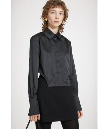 Cut-out cropped shirt in eco-friendly satin outlet