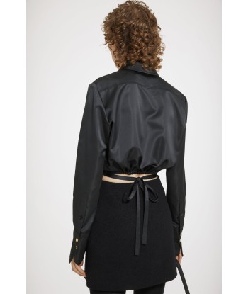 Cut-out cropped shirt in eco-friendly satin outlet