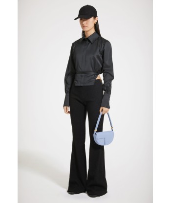 Cut-out cropped shirt in eco-friendly satin outlet