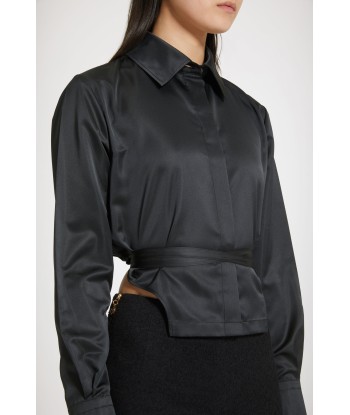 Cut-out cropped shirt in eco-friendly satin outlet