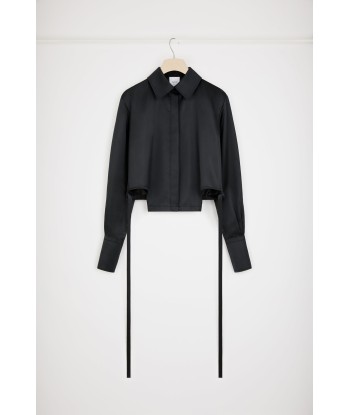 Cut-out cropped shirt in eco-friendly satin outlet