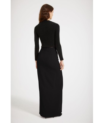 Slit maxi skirt in technical crepe d'Europe débarque