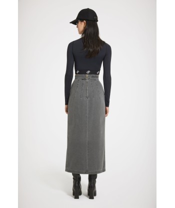 Slit midi skirt in organic cotton denim Pour