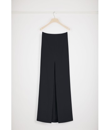 Slit maxi skirt in technical crepe d'Europe débarque