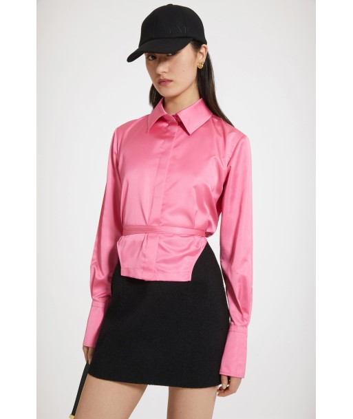 Cut-out cropped shirt in eco-friendly satin la chaussure