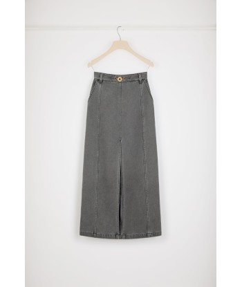 Slit midi skirt in organic cotton denim Pour