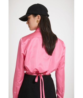 Cut-out cropped shirt in eco-friendly satin la chaussure