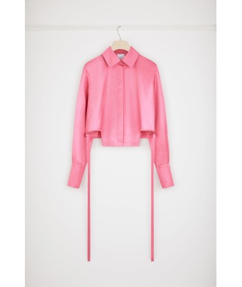 Cut-out cropped shirt in eco-friendly satin la chaussure