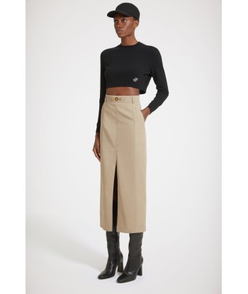 Slit midi skirt in organic cotton Paris Déstockage Promo