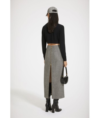 Zip-back midi pencil skirt in textured wool l'évolution des habitudes 