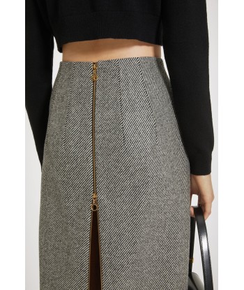 Zip-back midi pencil skirt in textured wool l'évolution des habitudes 