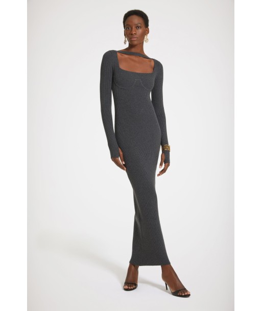 Ribbed corset maxi dress in sustainable wool blend vente chaude votre 