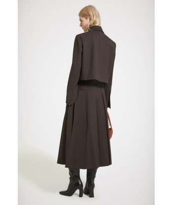 Pleated midi skirt in technical wool twill vous aussi creer 