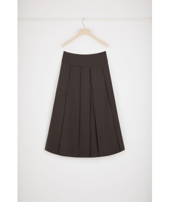 Pleated midi skirt in technical wool twill vous aussi creer 