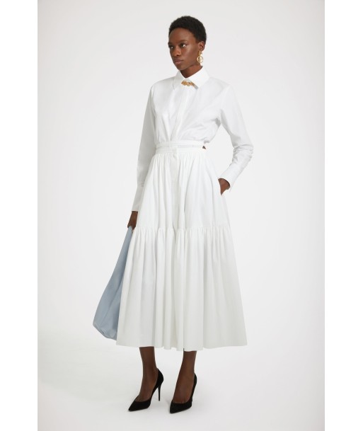 Buttoned tiered midi skirt in organic cotton de technologie