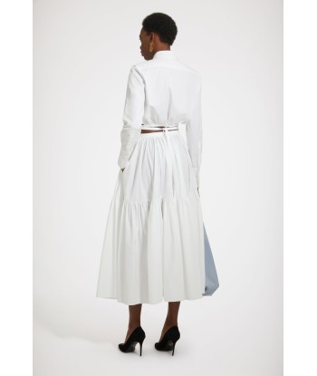 Buttoned tiered midi skirt in organic cotton de technologie