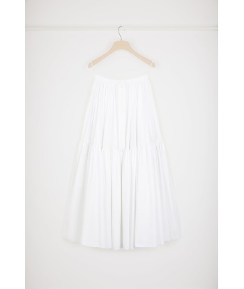 Buttoned tiered midi skirt in organic cotton de technologie