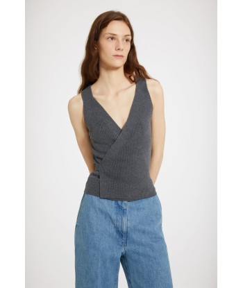 Wrap-back tank in sustainable wool blend est présent 