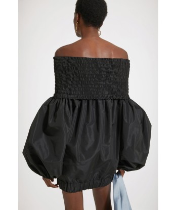 Off-the-shoulder smock mini dress in eco-friendly faille ouvre sa boutique