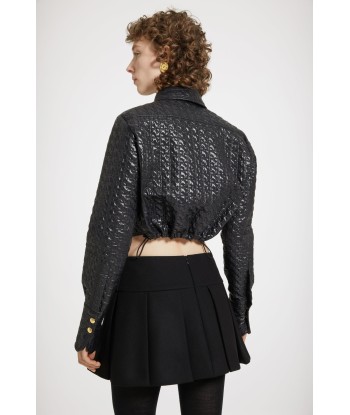 Cut-out cropped shirt in eco-friendly quilted nylon vous aussi creer 