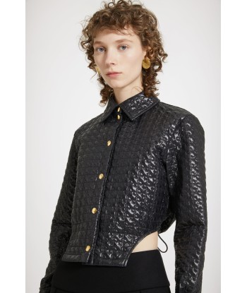 Cut-out cropped shirt in eco-friendly quilted nylon vous aussi creer 