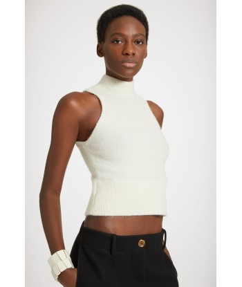 Sleeveless top in sustainable alpaca blend brillant des détails fins