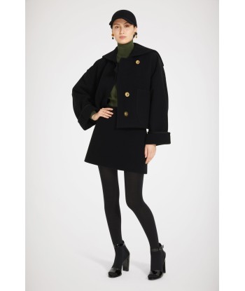 Cropped coat in double-faced wool de la marque