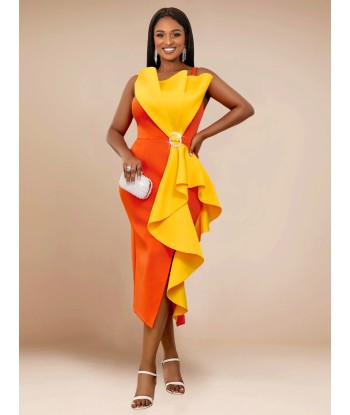 Robe Orange Asymétrique pour Femmes Par le système avancé 