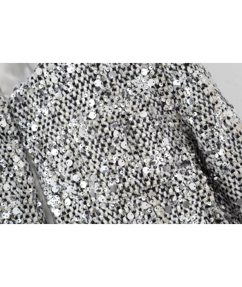 Veste courte chic en sequins argentés pour femmes pas cheres