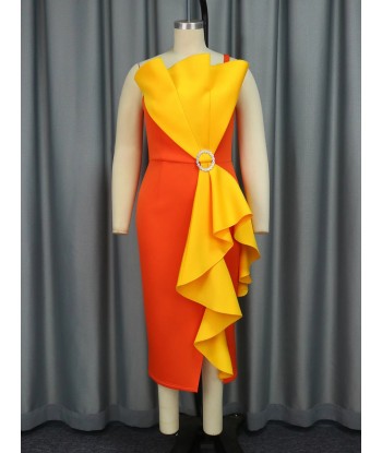 Robe Orange Asymétrique pour Femmes Par le système avancé 