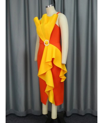 Robe Orange Asymétrique pour Femmes Par le système avancé 