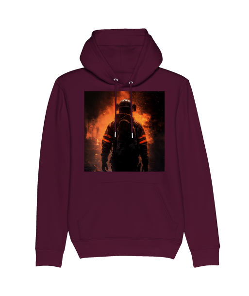 Sweat à capuche unisexe bio "Firefighter in the flames" offre 