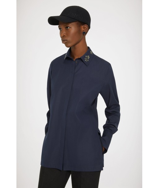 Signature organic cotton shirt with embroidered collar vous aussi creer 