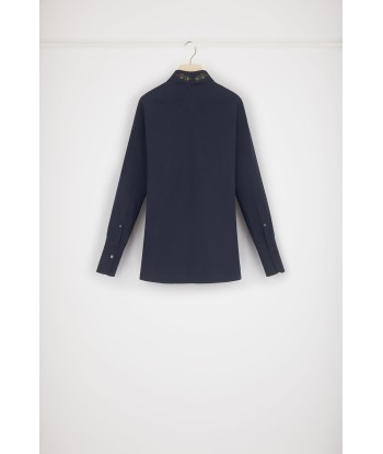 Signature organic cotton shirt with embroidered collar vous aussi creer 