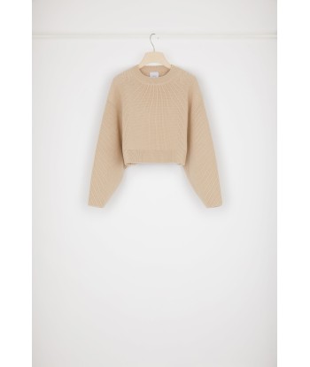 Cropped rib knit jumper in Merino wool les ligaments