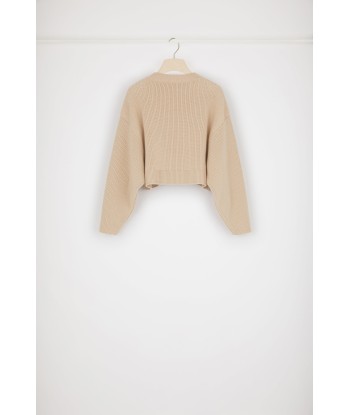 Cropped rib knit jumper in Merino wool les ligaments