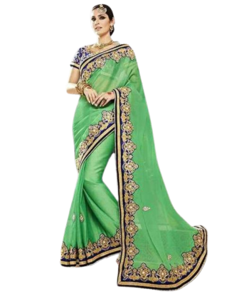 Sari Designer Vert et Bleu Muneera store