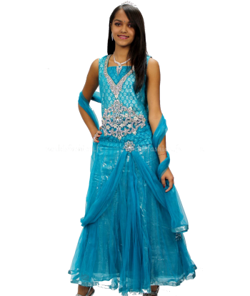 Tenue princesse fille bleue Shamira  - 10/11 ans rembourrage situé sous