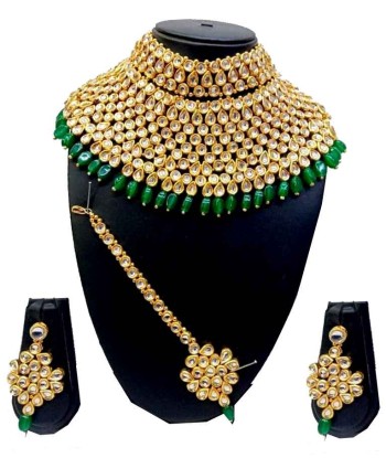 Parure Kundan Vert et Blanc Saavitri de technologie