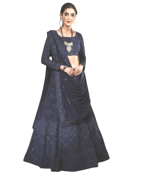 Lehenga Tendance Bleu Marine Sareega 2 - 3 jours ouvrés.