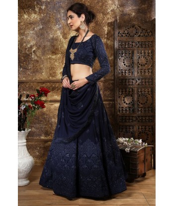 Lehenga Tendance Bleu Marine Sareega 2 - 3 jours ouvrés.